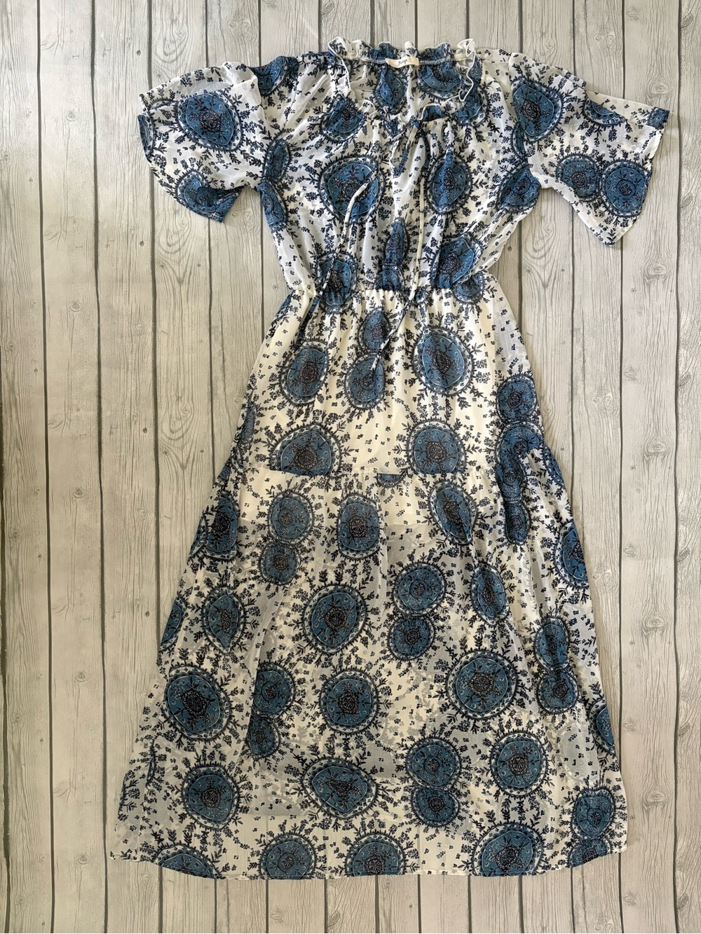 Red Dress Boutique Blue and Cream Medallion Maxi Dress